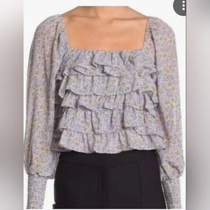 Astr cropped ruffle top